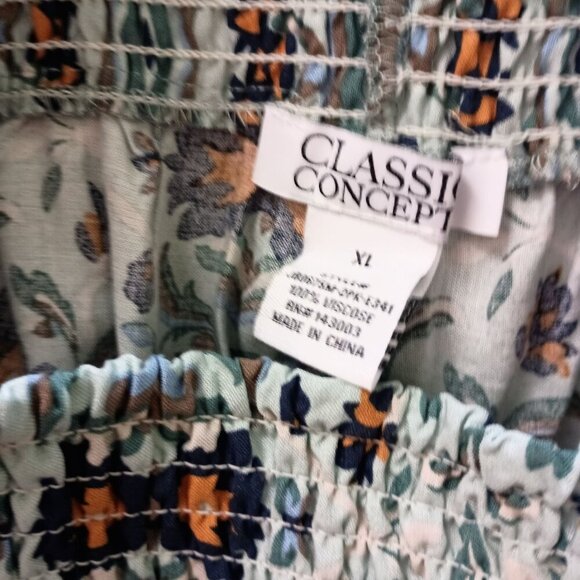 Classic Concepts Wide Leg Cropped Pants XL Floral Paisley Blue NWOT Comfy - Picture 5 of 5